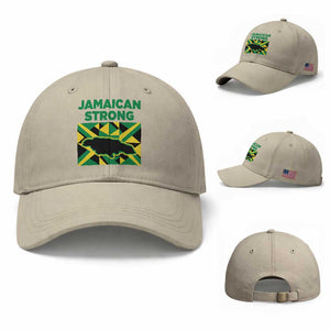 Jamaican Strong Resilience Geometric Flag Baseball Cap Abstract Island Map and Heritage TS02 Baseball Cap Universal Fit Beige Print Your Wear