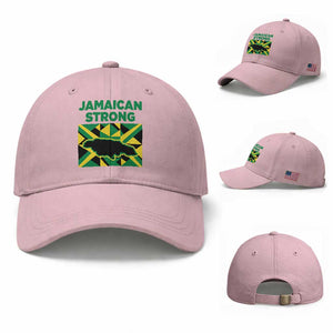 Jamaican Strong Resilience Geometric Flag Baseball Cap Abstract Island Map and Heritage TS02 Baseball Cap Universal Fit Light Pink Print Your Wear