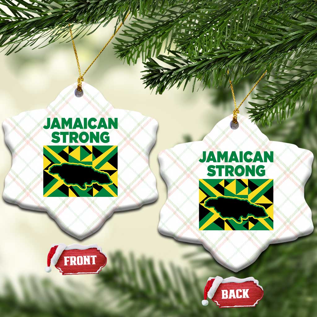 Jamaican Strong Resilience Geometric Flag Ceramic Ornament Abstract Island Map and Heritage TS02 Print Your Wear