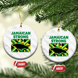 Jamaican Strong Resilience Geometric Flag Ceramic Ornament Abstract Island Map and Heritage TS02 1pc White Marble Print Your Wear