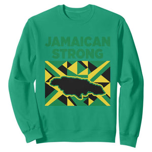 Jamaican Strong Resilience Geometric Flag Sweatshirt Abstract Island Map and Heritage TS02 Irish Green Print Your Wear