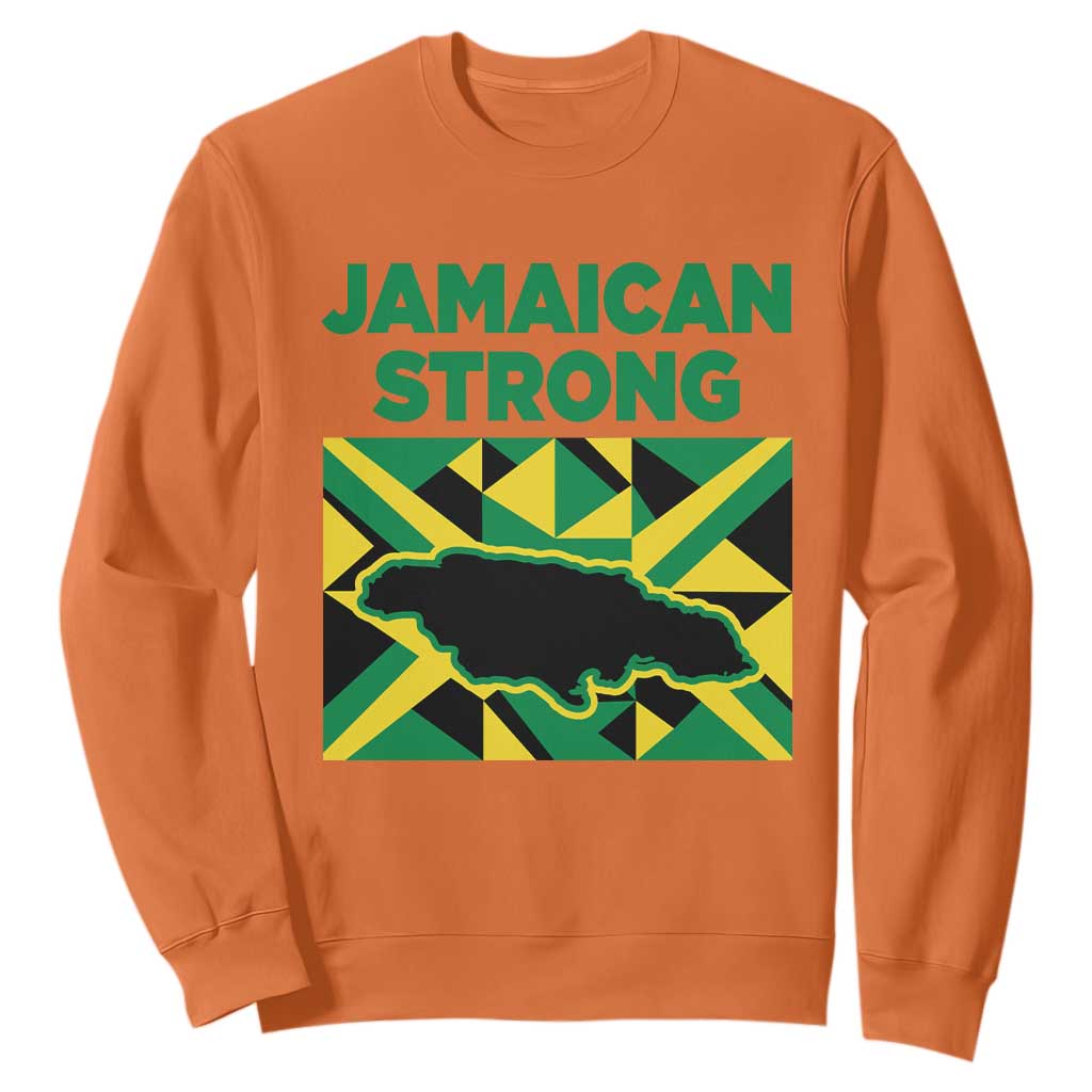 Jamaican Strong Resilience Geometric Flag Sweatshirt Abstract Island Map and Heritage TS02 Orange Print Your Wear