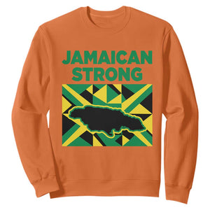 Jamaican Strong Resilience Geometric Flag Sweatshirt Abstract Island Map and Heritage TS02 Orange Print Your Wear