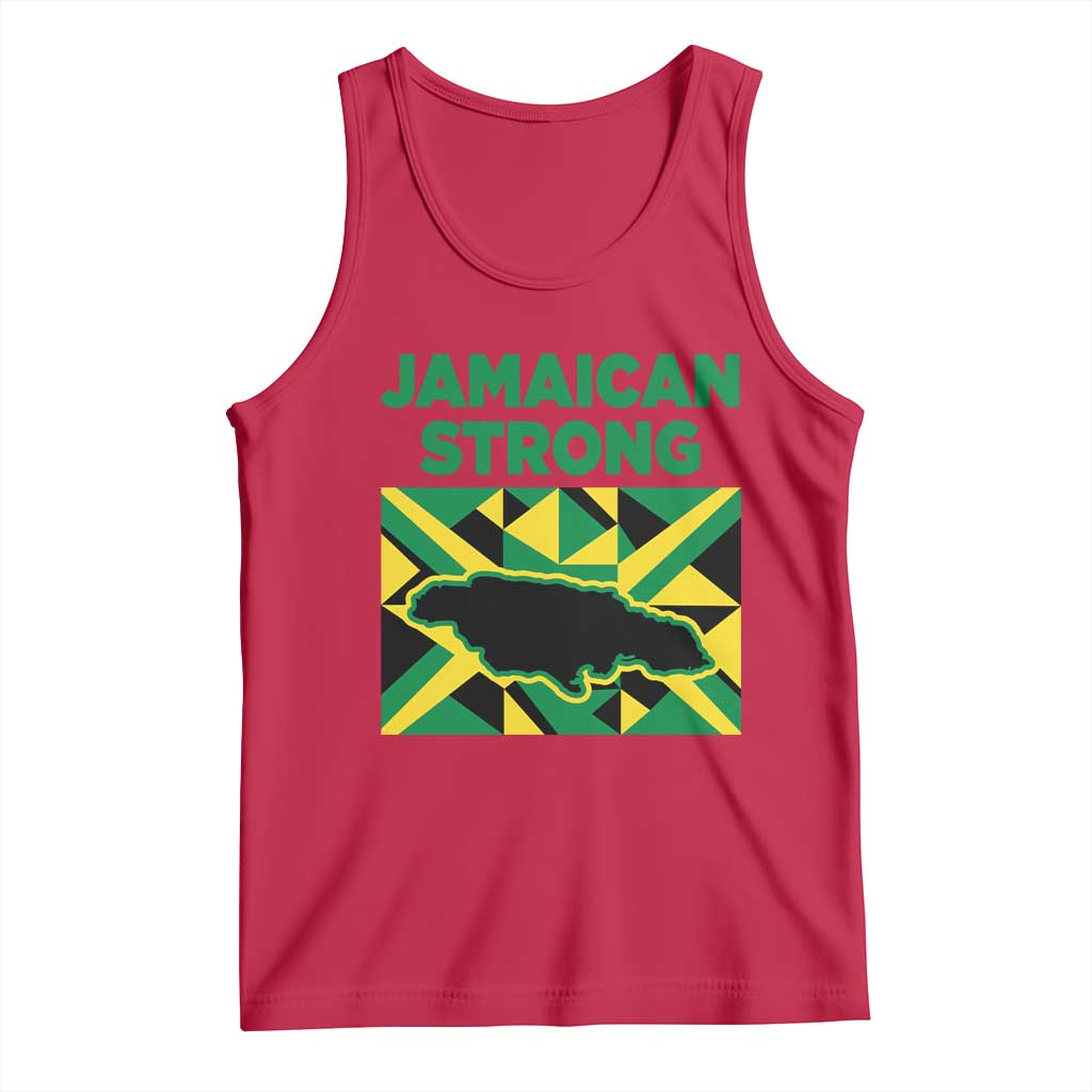 Jamaican Strong Resilience Geometric Flag Tank Top Abstract Island Map and Heritage TS02 Red Print Your Wear
