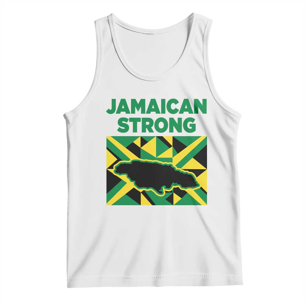 Jamaican Strong Resilience Geometric Flag Tank Top Abstract Island Map and Heritage TS02 White Print Your Wear