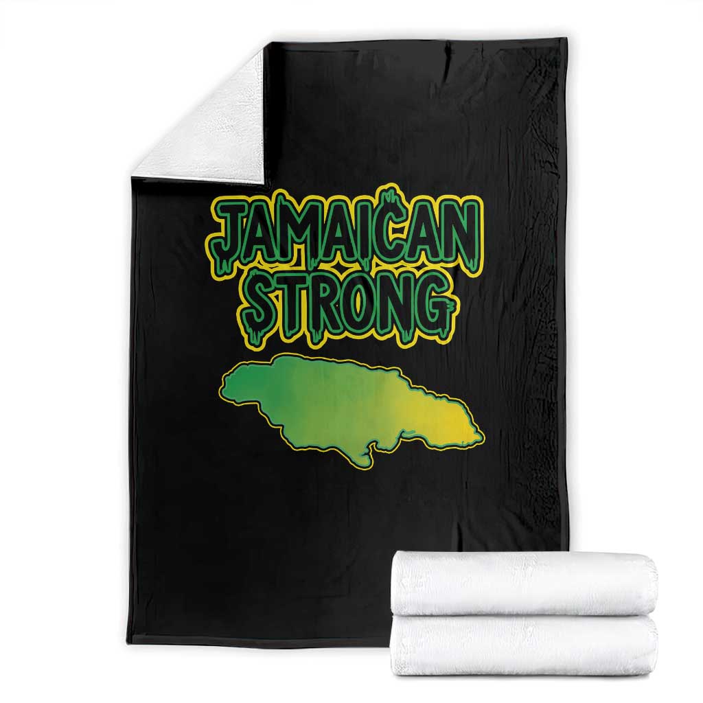 Jamaican Strong Resilience Graphic Throw Blanket Caribbean Island Map Silhouette TS02 Black Print Your Wear