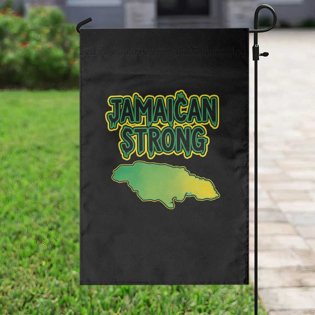 Jamaican Strong Resilience Graphic Garden Flag Caribbean Island Map Silhouette TS02 Print Your Wear