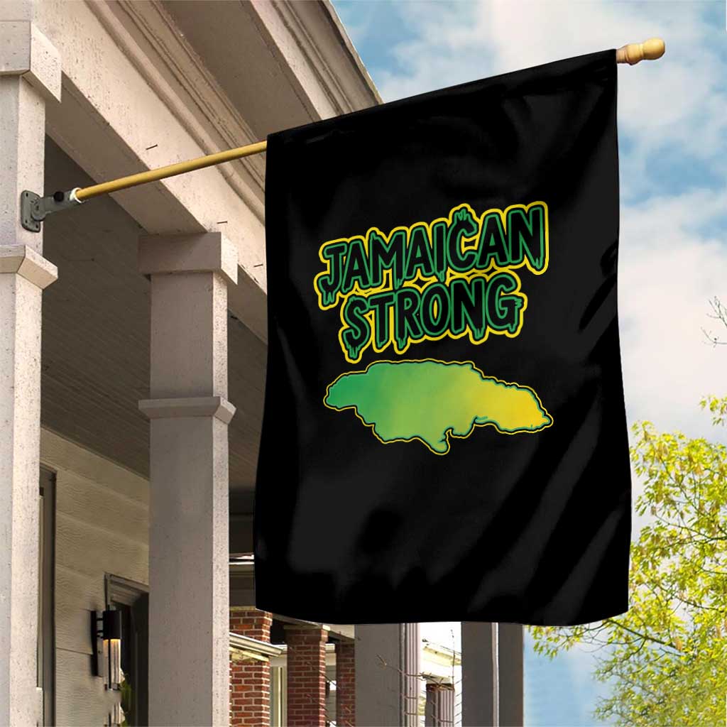 Jamaican Strong Resilience Graphic Garden Flag Caribbean Island Map Silhouette TS02 Print Your Wear