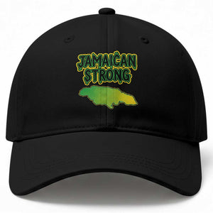 Jamaican Strong Resilience Graphic Baseball Cap Caribbean Island Map Silhouette TS02 Print Your Wear