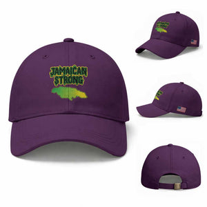 Jamaican Strong Resilience Graphic Baseball Cap Caribbean Island Map Silhouette TS02 Baseball Cap Universal Fit Purple Print Your Wear