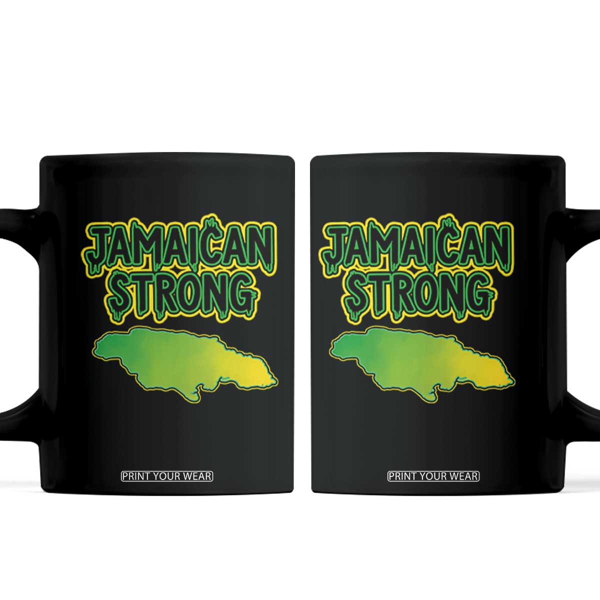 Jamaican Strong Resilience Graphic Coffee Mug Caribbean Island Map Silhouette TS02 Black Print Your Wear