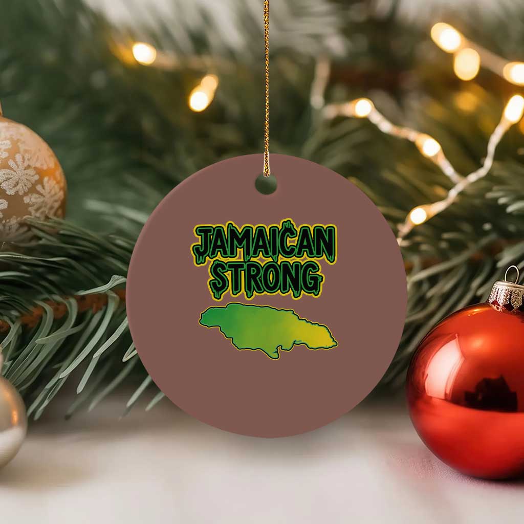 Jamaican Strong Resilience Graphic Ceramic Ornament Caribbean Island Map Silhouette TS02 1pc Mocha Print Your Wear