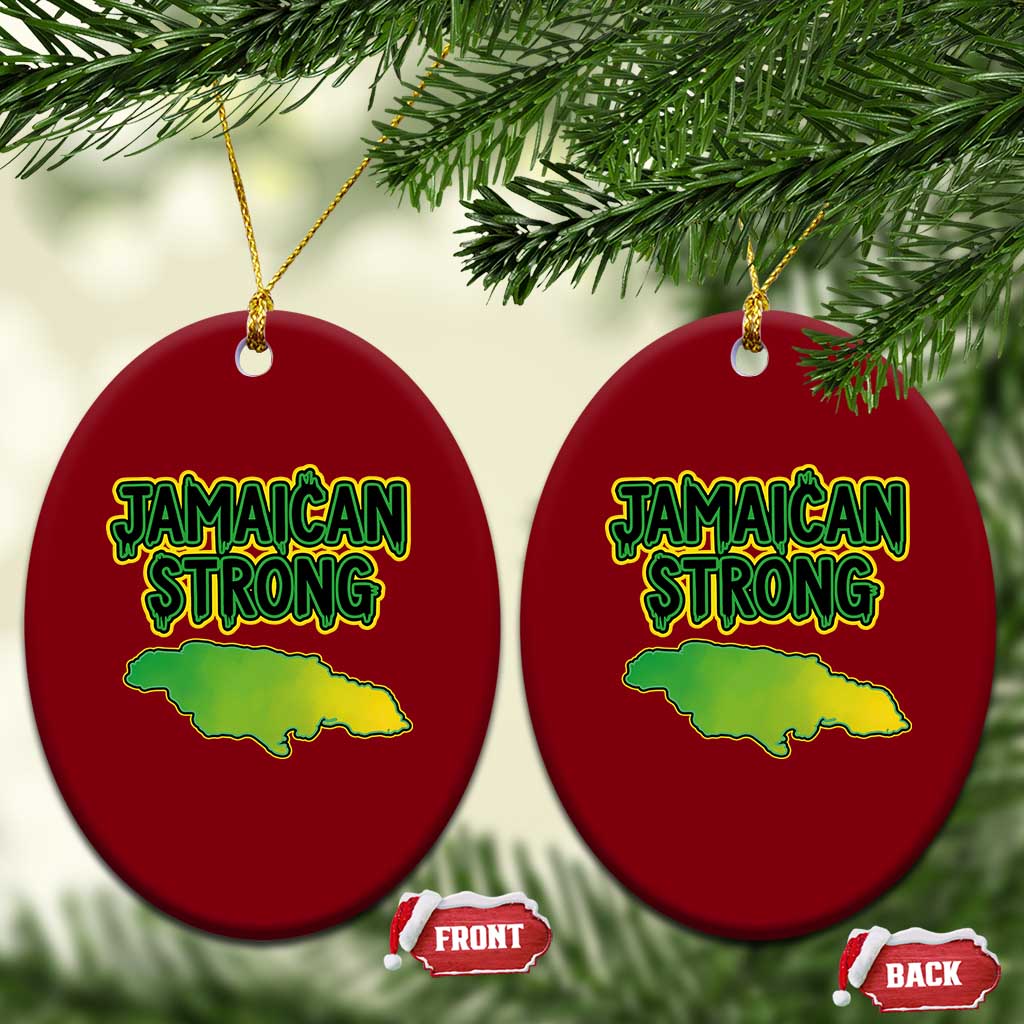 Jamaican Strong Resilience Graphic Ceramic Ornament Caribbean Island Map Silhouette TS02 Print Your Wear