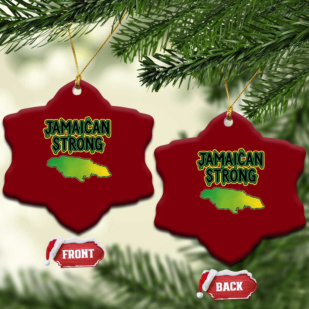 Jamaican Strong Resilience Graphic Ceramic Ornament Caribbean Island Map Silhouette TS02 Print Your Wear
