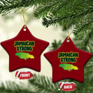 Jamaican Strong Resilience Graphic Ceramic Ornament Caribbean Island Map Silhouette TS02 Print Your Wear