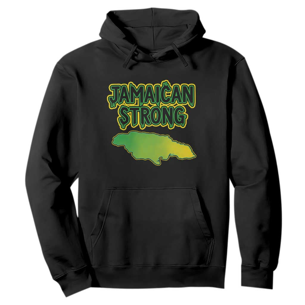 Jamaican Strong Resilience Graphic Hoodie Caribbean Island Map Silhouette TS02 Black Print Your Wear