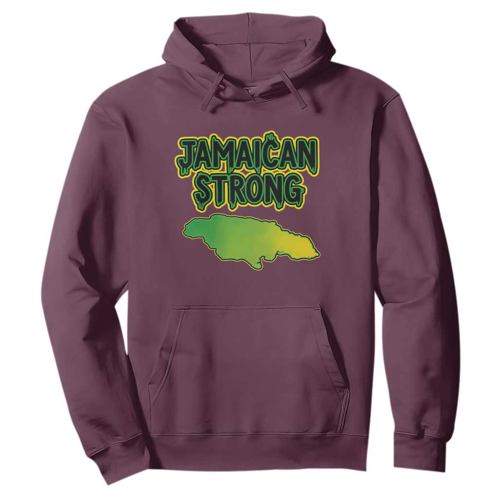 Jamaican Strong Resilience Graphic Hoodie Caribbean Island Map Silhouette TS02 Maroon Print Your Wear