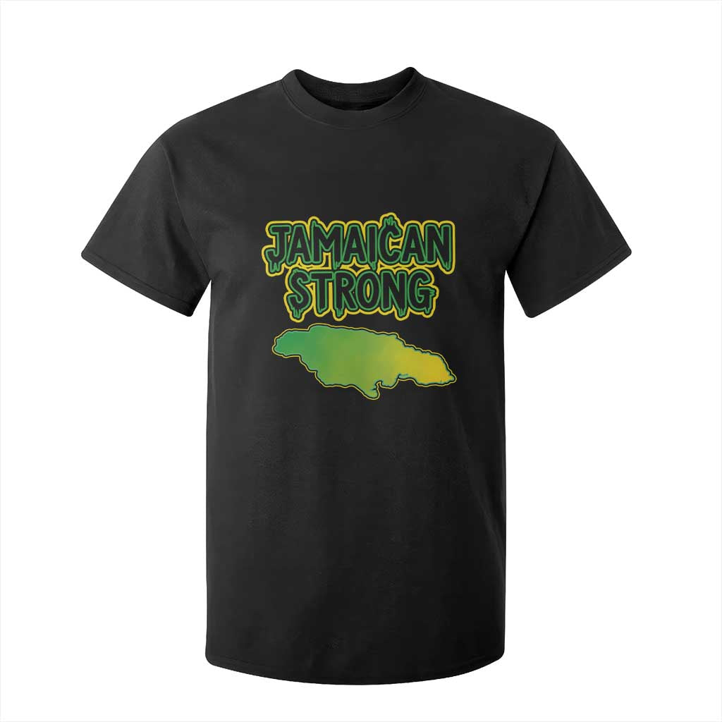 Jamaican Strong Resilience Graphic T Shirt For Kid Caribbean Island Map Silhouette TS02 Black Print Your Wear
