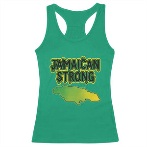 Jamaican Strong Resilience Graphic Racerback Tank Top Caribbean Island Map Silhouette TS02 Irish Green Print Your Wear