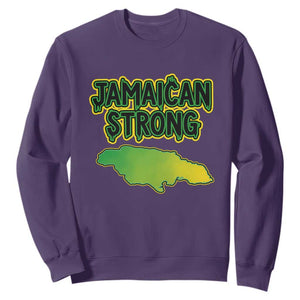 Jamaican Strong Resilience Graphic Sweatshirt Caribbean Island Map Silhouette TS02 Purple Print Your Wear