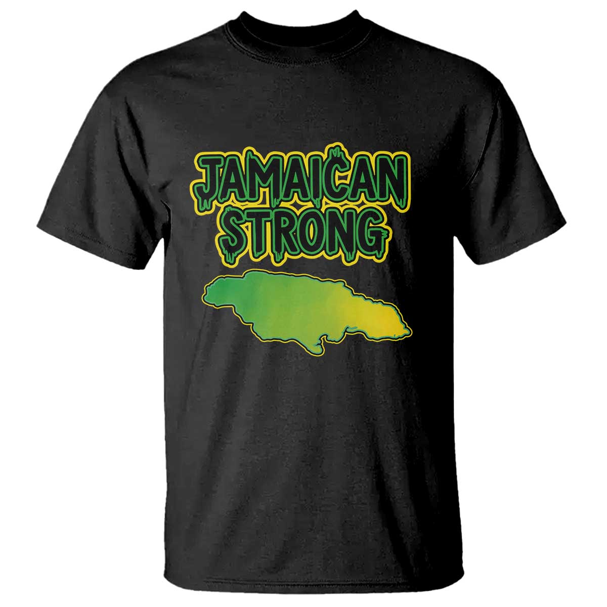 Jamaican Strong Resilience Graphic T Shirt Caribbean Island Map Silhouette TS02 Black Print Your Wear