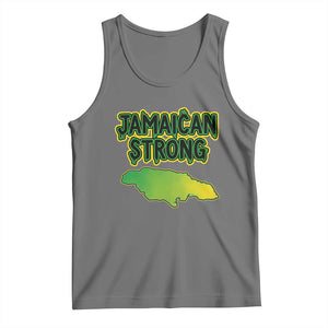 Jamaican Strong Resilience Graphic Tank Top Caribbean Island Map Silhouette TS02 Black Heather Print Your Wear