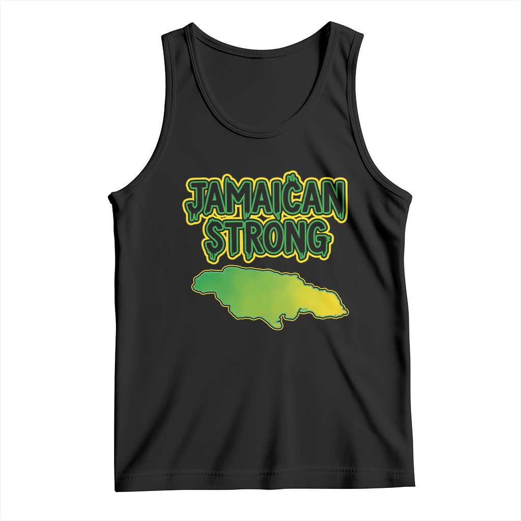 Jamaican Strong Resilience Graphic Tank Top Caribbean Island Map Silhouette TS02 Black Print Your Wear