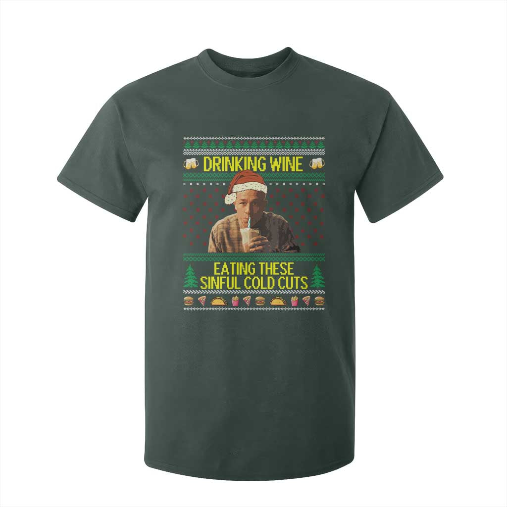 Funny Ed Gein Christmas Meme T Shirt For Kid Drinking Wine Eating This Sinful Cold Cuts Viral Scene TS02 Dark Forest Green Print Your Wear