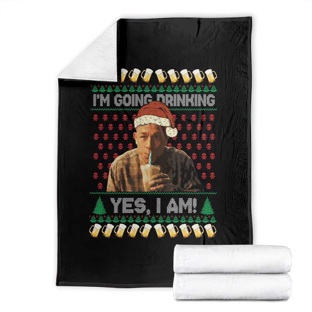 Funny Ed Gein Drinking Wine Throw Blanket Im Going Drinking Yes I Am Christmas Meme TS02 Black Print Your Wear
