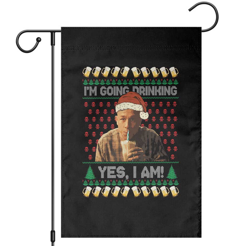 Funny Ed Gein Drinking Wine Garden Flag Im Going Drinking Yes I Am Christmas Meme TS02 Black Print Your Wear
