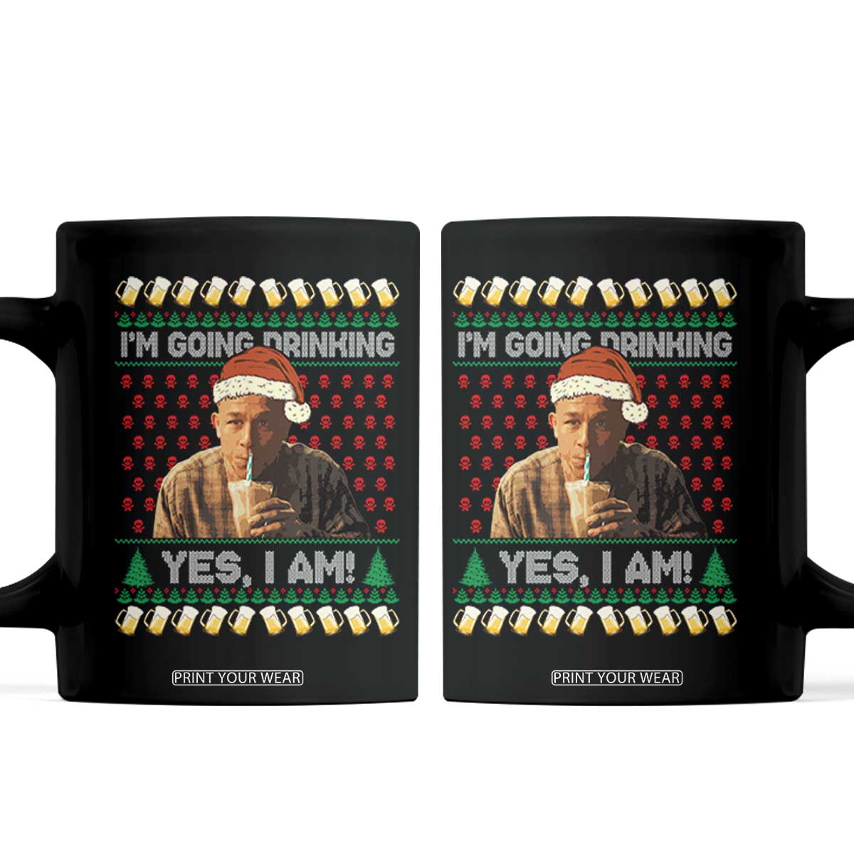Funny Ed Gein Drinking Wine Coffee Mug Im Going Drinking Yes I Am Christmas Meme TS02 Black Print Your Wear