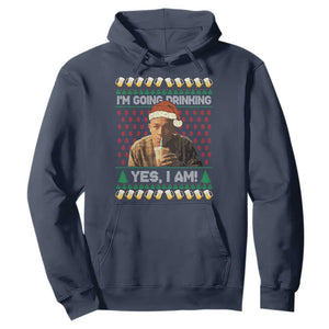 Funny Ed Gein Drinking Wine Hoodie Im Going Drinking Yes I Am Christmas Meme TS02 Navy Print Your Wear