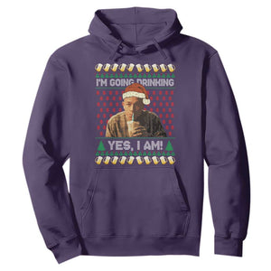 Funny Ed Gein Drinking Wine Hoodie Im Going Drinking Yes I Am Christmas Meme TS02 Purple Print Your Wear