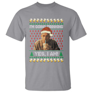 Funny Ed Gein Drinking Wine T Shirt Im Going Drinking Yes I Am Christmas Meme TS02 Sport Gray Print Your Wear