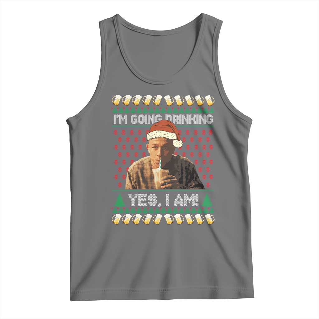 Funny Ed Gein Drinking Wine Tank Top Im Going Drinking Yes I Am Christmas Meme TS02 Black Heather Print Your Wear