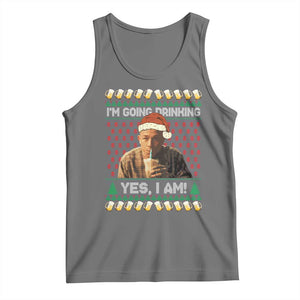 Funny Ed Gein Drinking Wine Tank Top Im Going Drinking Yes I Am Christmas Meme TS02 Black Heather Print Your Wear
