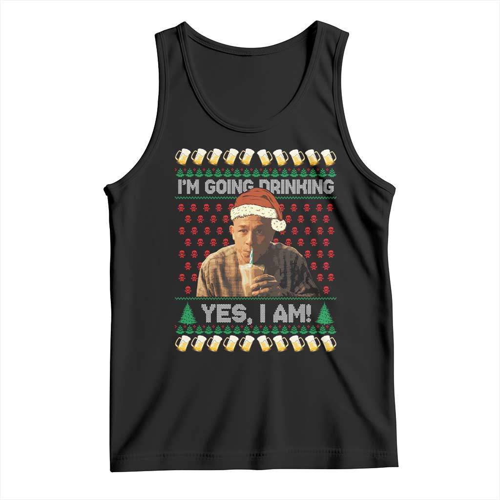 Funny Ed Gein Drinking Wine Tank Top Im Going Drinking Yes I Am Christmas Meme TS02 Black Print Your Wear