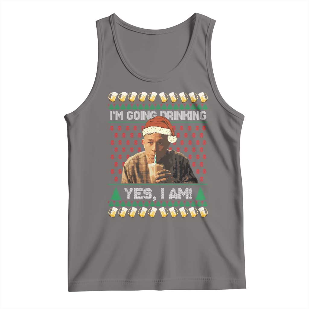 Funny Ed Gein Drinking Wine Tank Top Im Going Drinking Yes I Am Christmas Meme TS02 Deep Heather Print Your Wear