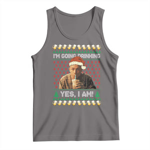 Funny Ed Gein Drinking Wine Tank Top Im Going Drinking Yes I Am Christmas Meme TS02 Deep Heather Print Your Wear