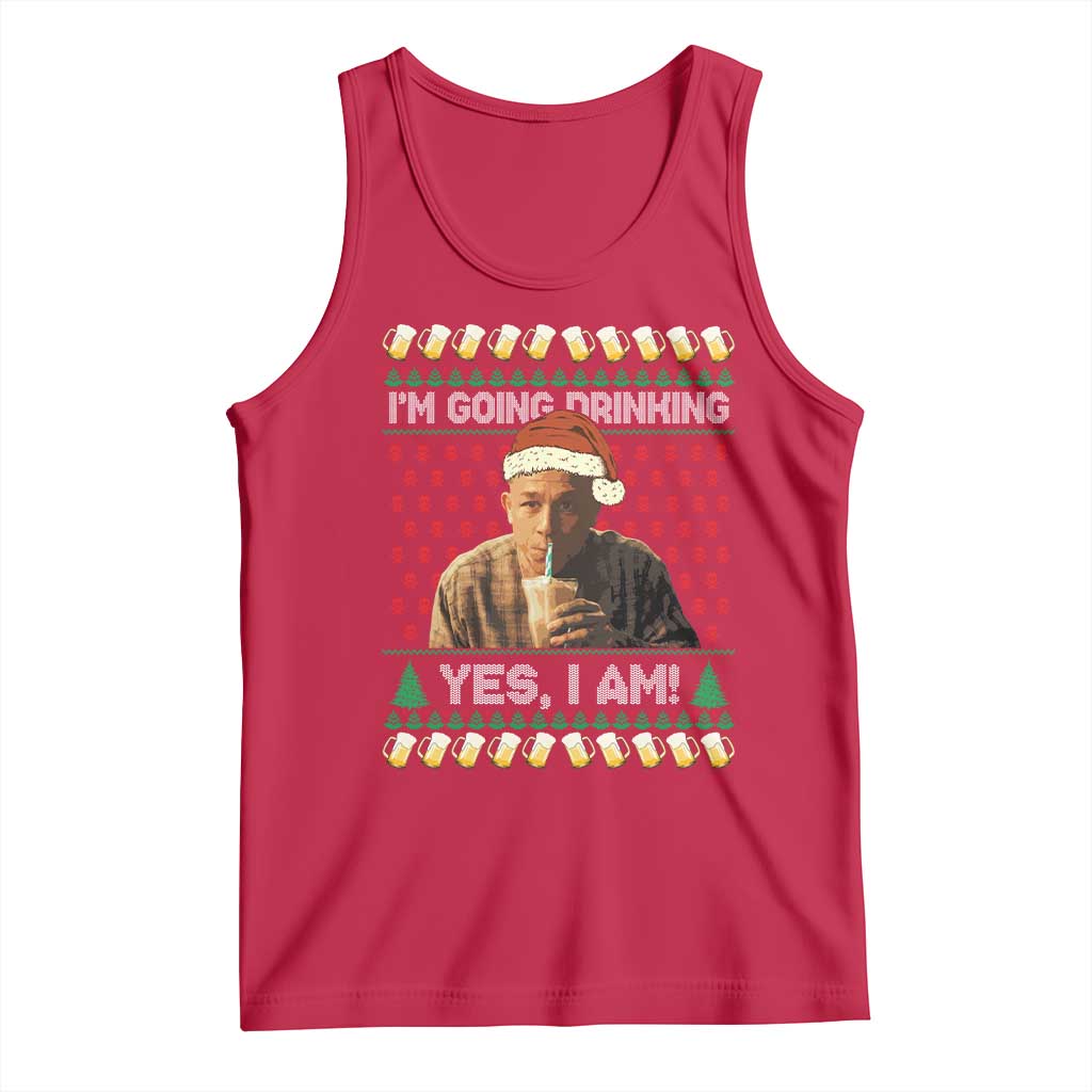 Funny Ed Gein Drinking Wine Tank Top Im Going Drinking Yes I Am Christmas Meme TS02 Red Print Your Wear
