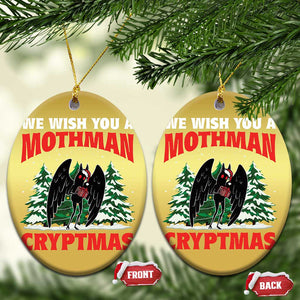 Mothman Christmas Christmas Ornament We Wish You A Mothman Cryptmas Cryptid Cryptidcore TS02 Oval Gold Print Your Wear