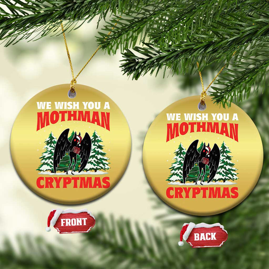 Mothman Christmas Christmas Ornament We Wish You A Mothman Cryptmas Cryptid Cryptidcore TS02 Circle Gold Print Your Wear