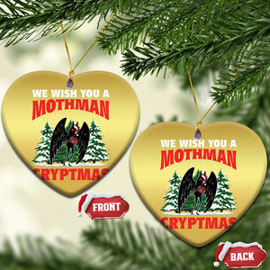 Mothman Christmas Christmas Ornament We Wish You A Mothman Cryptmas Cryptid Cryptidcore TS02 Heart Gold Print Your Wear