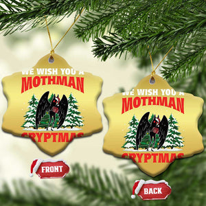 Mothman Christmas Christmas Ornament We Wish You A Mothman Cryptmas Cryptid Cryptidcore TS02 Snow Flake Gold Print Your Wear