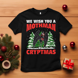 Mothman Christmas T Shirt We Wish You A Mothman Cryptmas Cryptid Cryptidcore TS02 Black Printyourwear