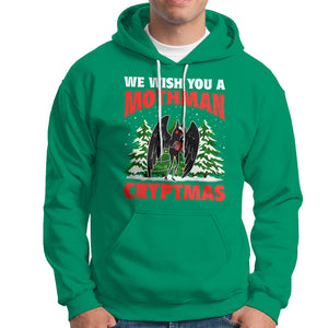 Mothman Christmas Hoodie We Wish You A Mothman Cryptmas Cryptid Cryptidcore TS02 Irish Green Printyourwear