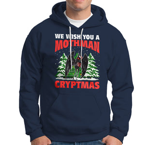 Mothman Christmas Hoodie We Wish You A Mothman Cryptmas Cryptid Cryptidcore TS02 Navy Printyourwear