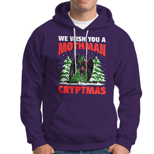 Mothman Christmas Hoodie We Wish You A Mothman Cryptmas Cryptid Cryptidcore TS02 Purple Printyourwear