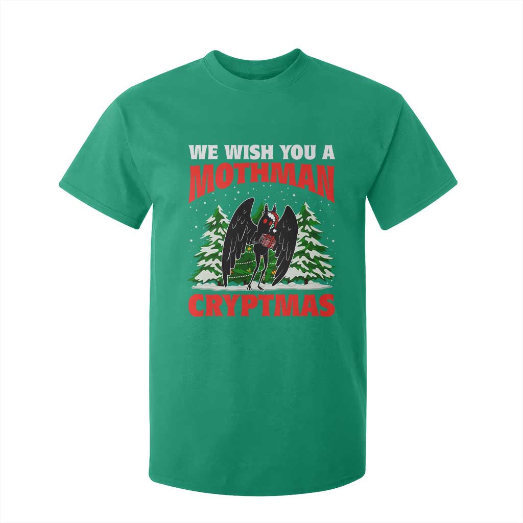 Mothman Christmas T Shirt For Kid We Wish You A Mothman Cryptmas Cryptid Cryptidcore TS02 Irish Green Print Your Wear