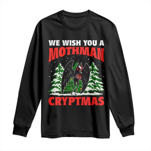 Mothman Christmas Long Sleeve Shirt We Wish You A Mothman Cryptmas Cryptid Cryptidcore TS02 Black Print Your Wear